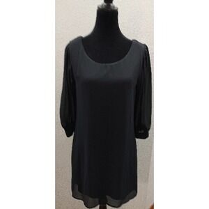 Want and Need 3/4 Sleeves Lattice Back Black Dress Size medium A11